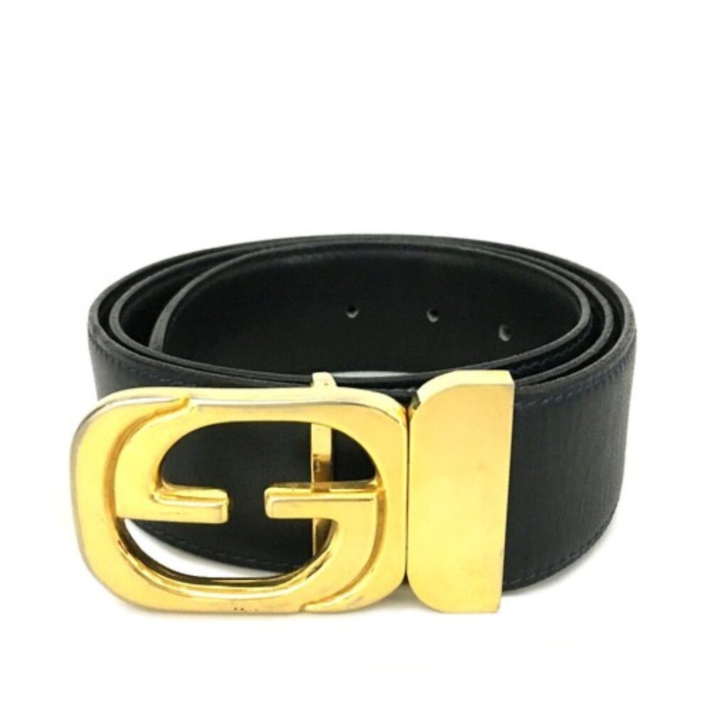 EGA GUCCI GG Logo Leather 90cm Men's Belt Black/2BG2982 - Picture 1 of 8